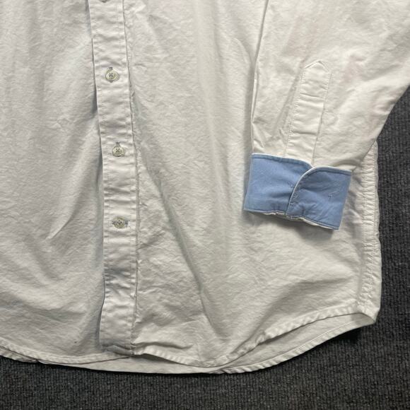 Southern Marsh Button Down Dress Shirt Men's M White/Blue Flip Cuff Dressy - Picture 3 of 11